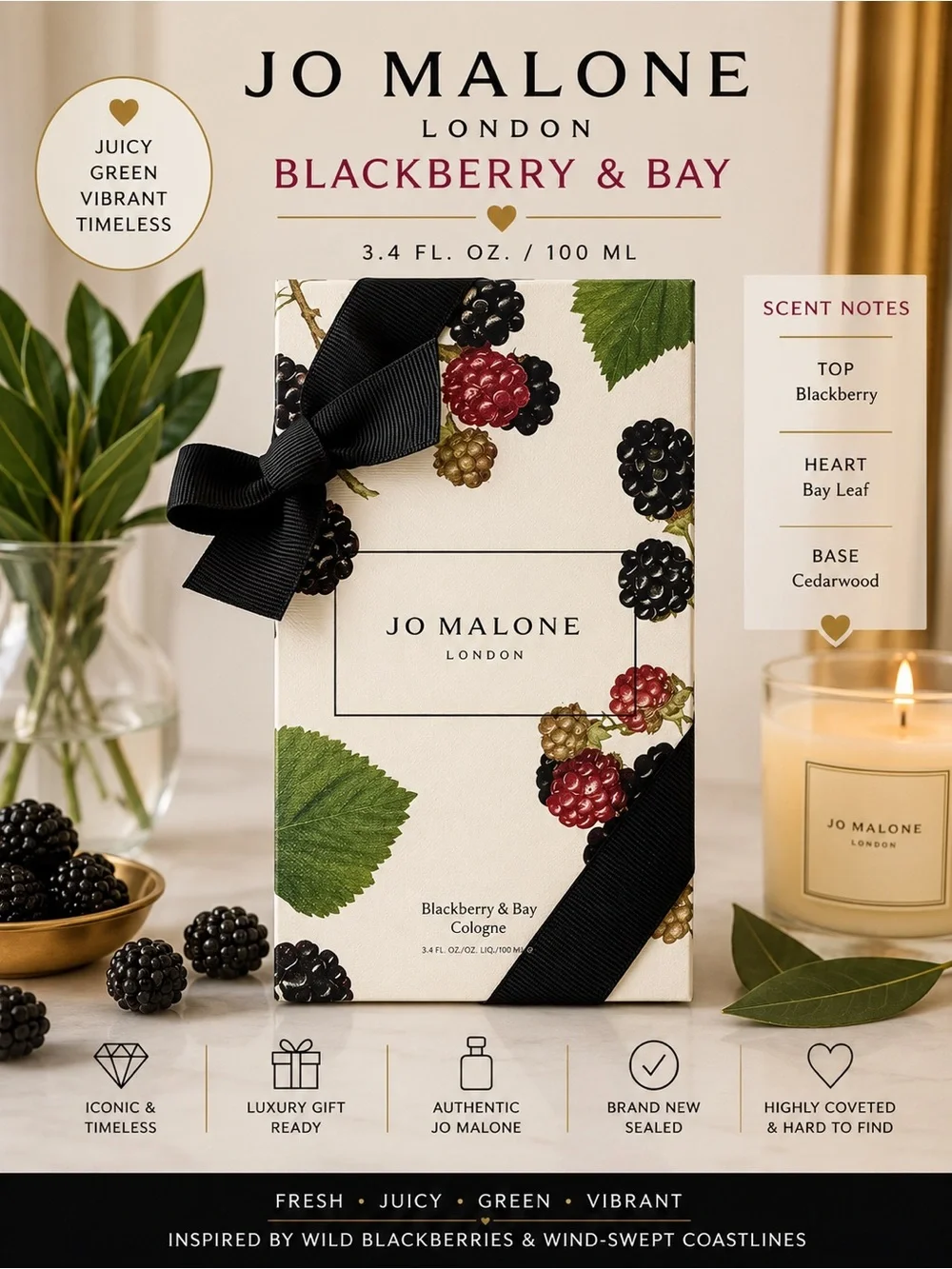 Jo Malone London Blackberry & Bay 100ml NWT SEALED $185